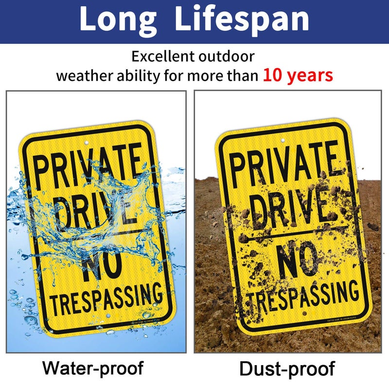 Faittoo 2 Pack Private Drive Sign, 18 x 12 Inches Engineer Grade Reflective Sheeting Rust Free Aluminum, Weather Resistant, Waterproof, Durable Ink, Easy to Mount,Outdoor Use - Image 4